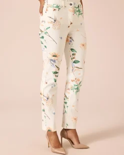 Jeans mit Blumen-Print
