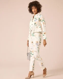 Jeans mit Blumen-Print