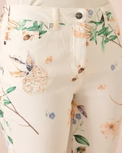 Jeans mit Blumen-Print