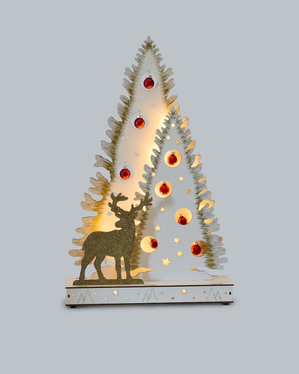 LED-Holzdekoration "Glitzerhirsch"