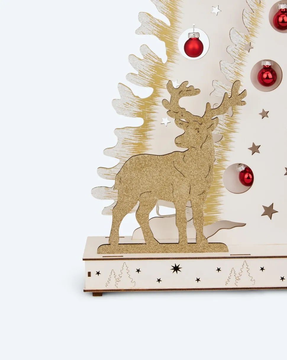 LED-Holzdekoration "Glitzerhirsch"