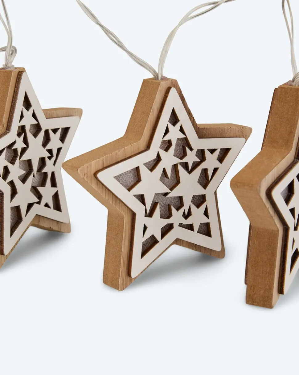 LED-Lichterkette "Holzsterne"