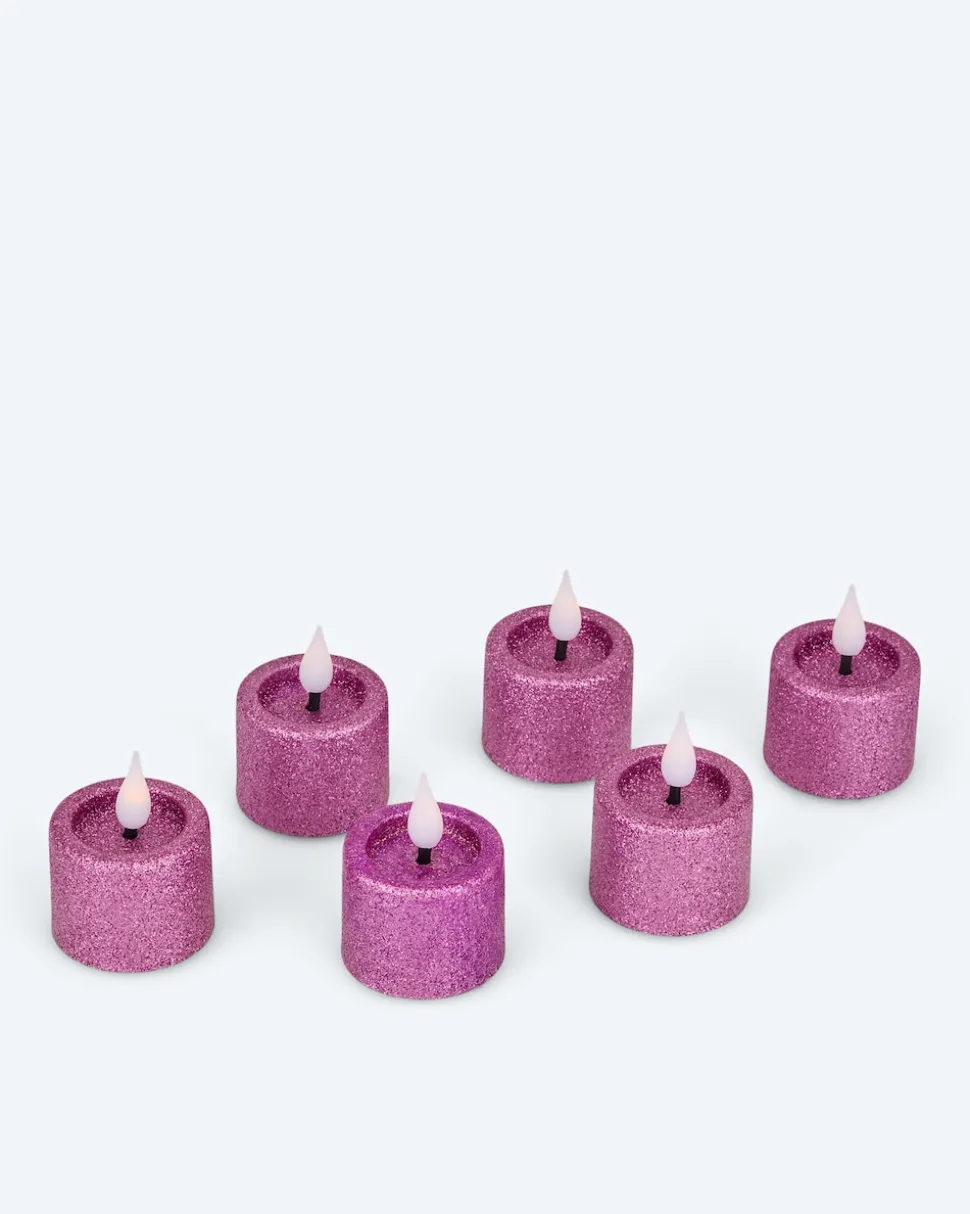 LED-Teelichter "Glitzer", 6tlg.
