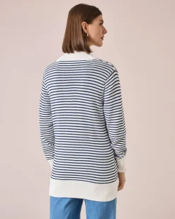 Long-Cardigan im Streifendesign