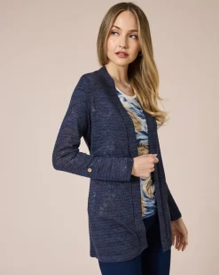 Longcardigan mit Metallicgarn