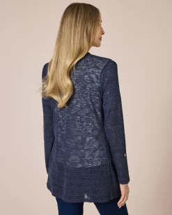 Longcardigan mit Metallicgarn