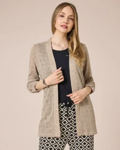 Longcardigan mit Metallicgarn