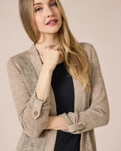Longcardigan mit Metallicgarn