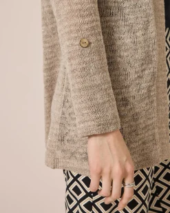 Longcardigan mit Metallicgarn