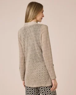 Longcardigan mit Metallicgarn