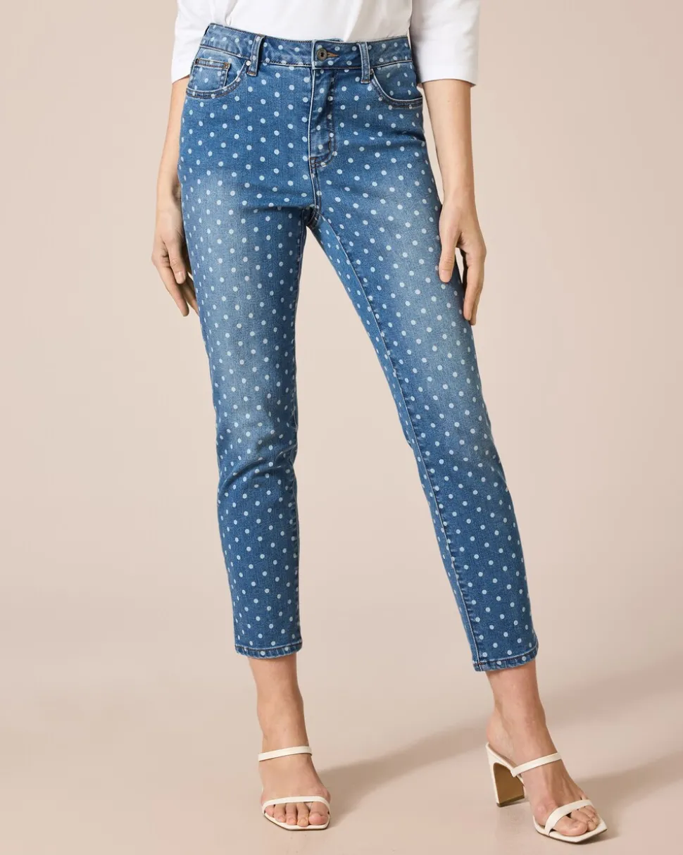 5-Pocket-Denim mit Punktedruck