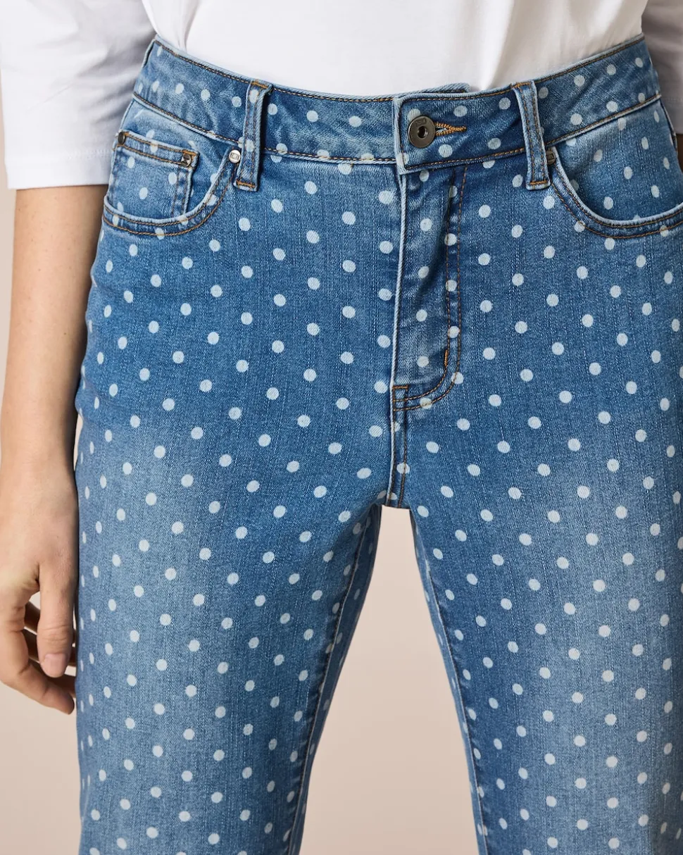 5-Pocket-Denim mit Punktedruck