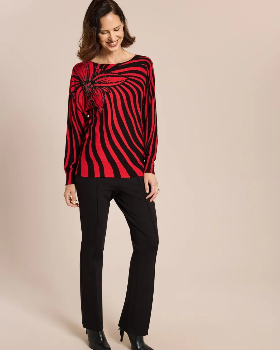 Pullover mit Strahlen-Blumen-Druck