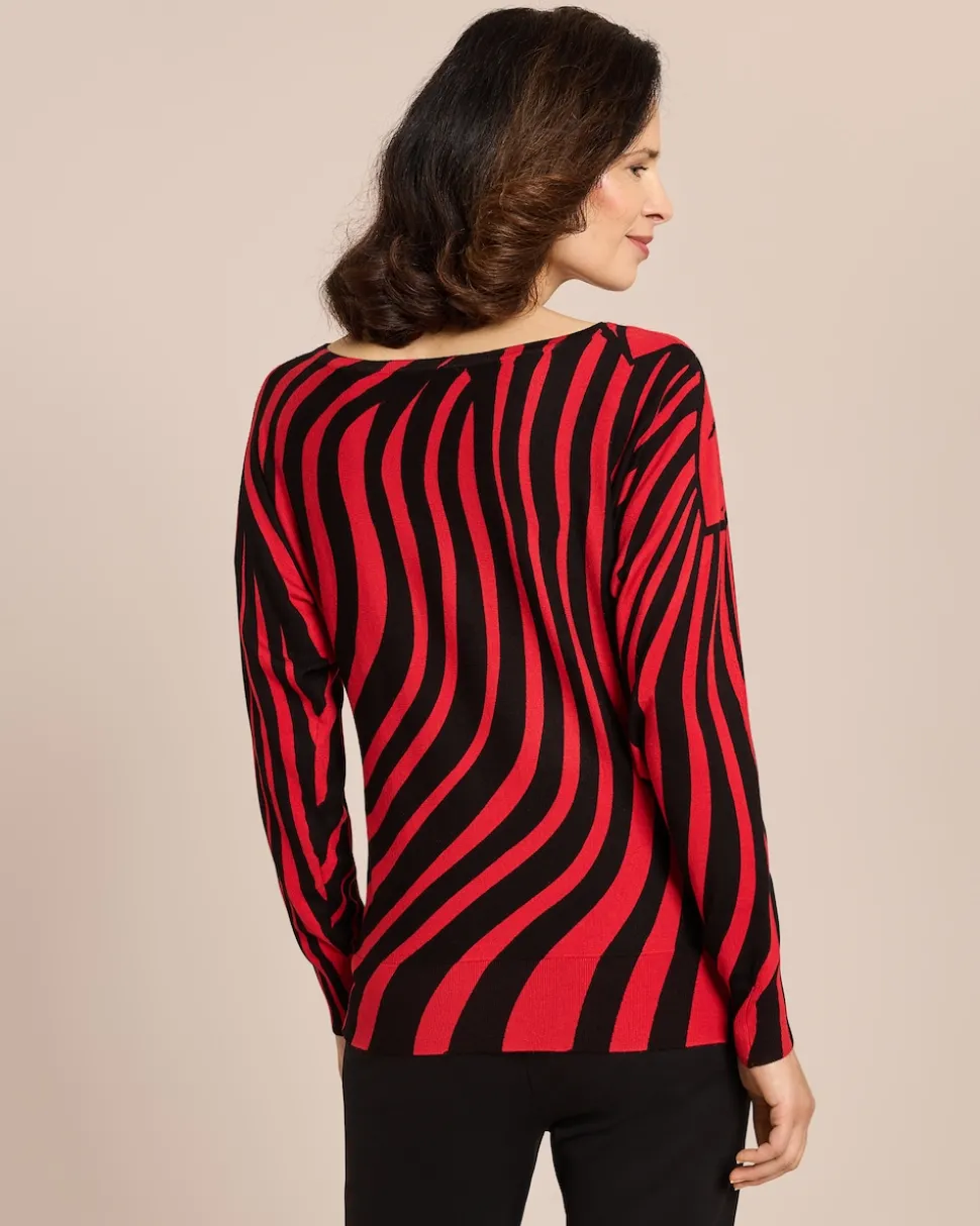 Pullover mit Strahlen-Blumen-Druck