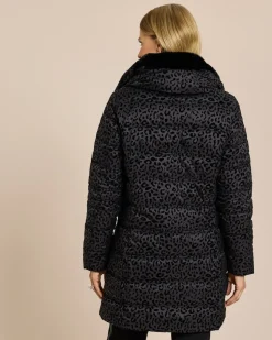 Steppmantel mit Leo-Flockprint
