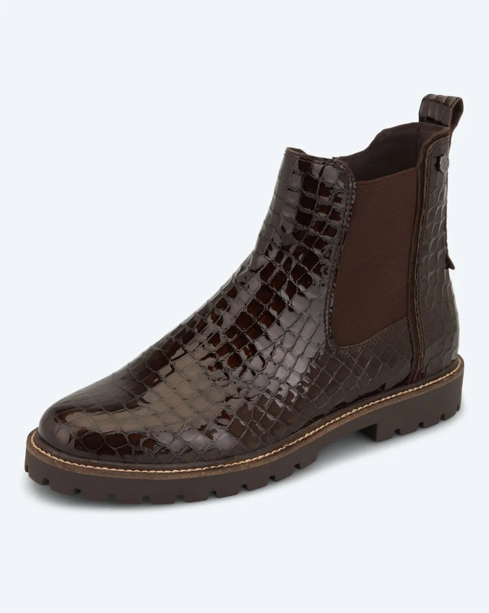 Stiefelette in Krokolack
