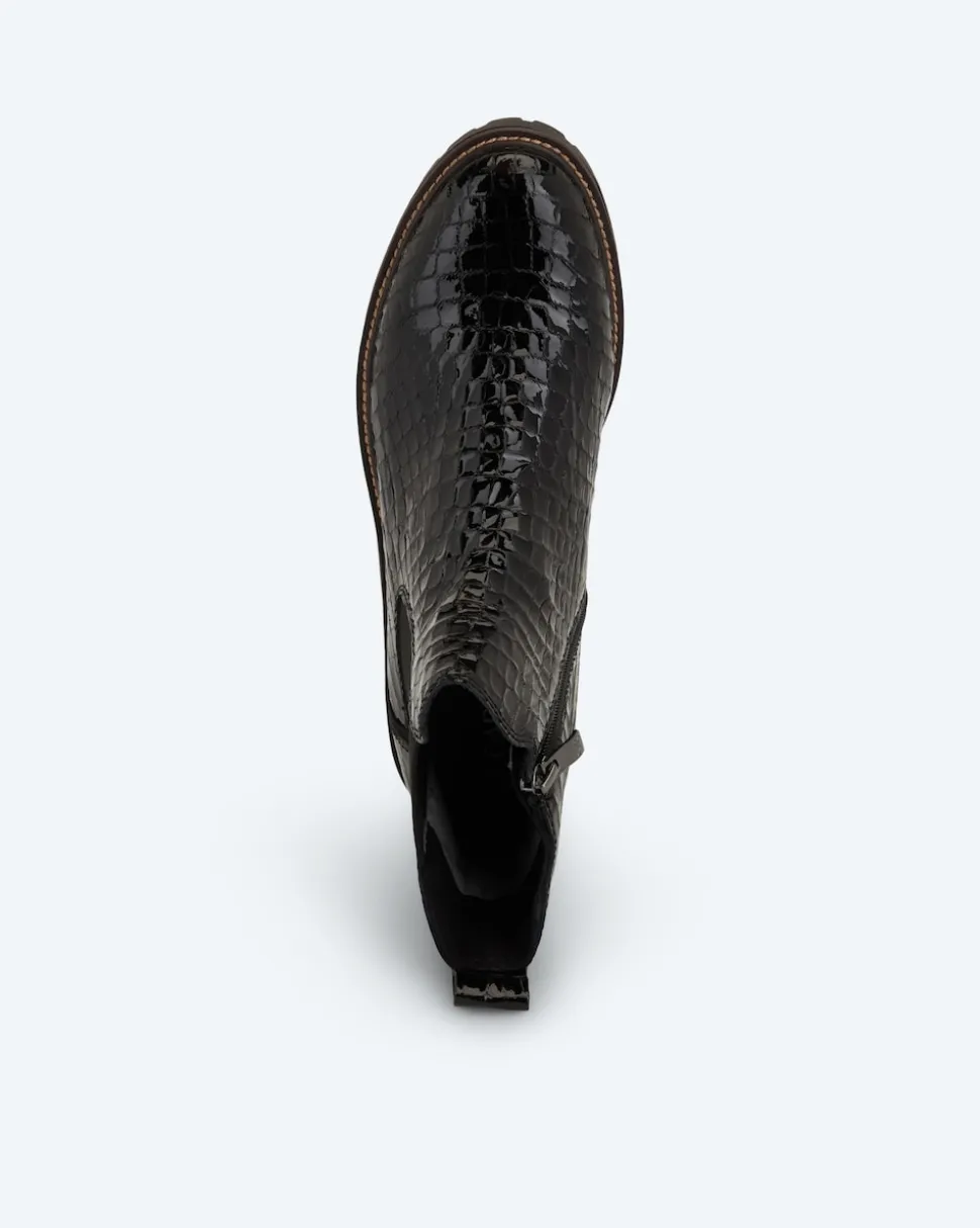 Stiefelette in Krokolack