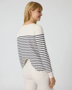 Streifenpullover mit Wellensaum