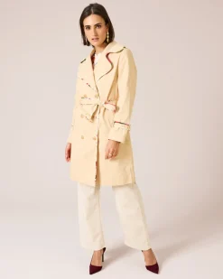 Trenchcoat mit floralen Kanten