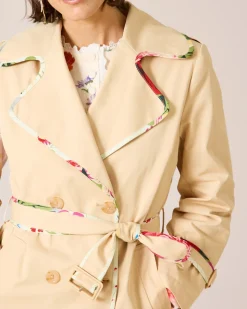 Trenchcoat mit floralen Kanten